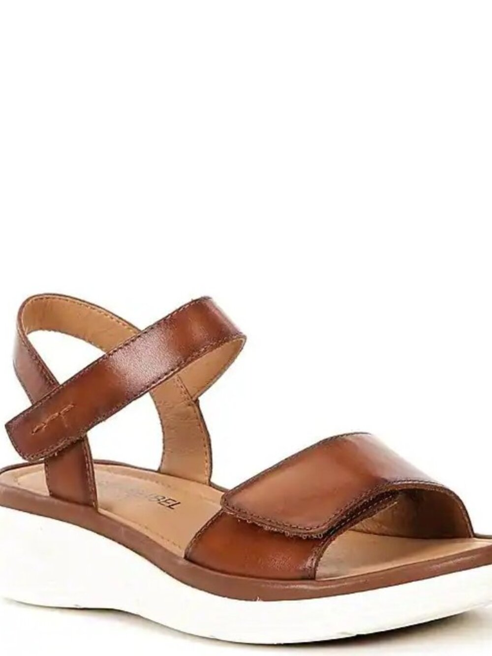 Josef Seibel $145 Sevran 01 Leather Ankle Wrap Wedge Sandals Cognac Euro 40 NIB!